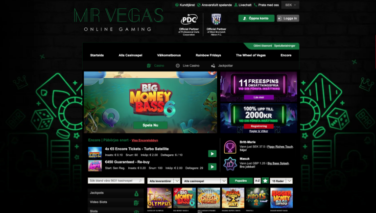Mr Vegas webplats